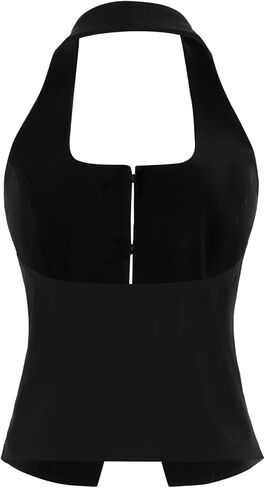 Milumia Women's Backless Halter Crop Top Y2K Bow Front Cut Out Sleeveless Going Out Tank Tops in Saudi Arabia
