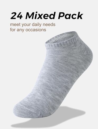 24 Pairs No-Show Socks with Arch Support Ankle Socks Lightweight & Breathable - Perfect for Daily Wear and Sports in Saudi Arabia
