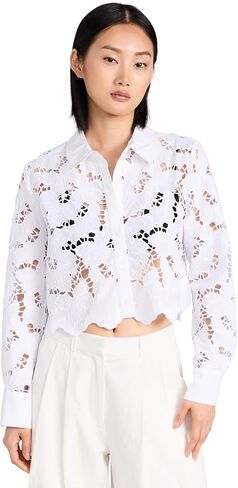 L'AGENCE Women's Seychelle Lace Cropped Blouse in Saudi Arabia