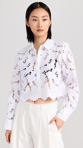 L'AGENCE Women's Seychelle Lace Cropped Blouse in Saudi Arabia