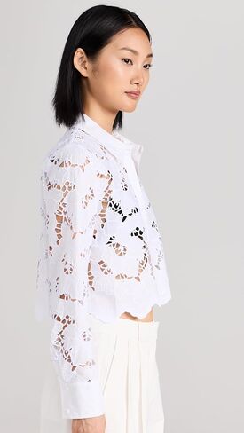 L'AGENCE Women's Seychelle Lace Cropped Blouse in Saudi Arabia