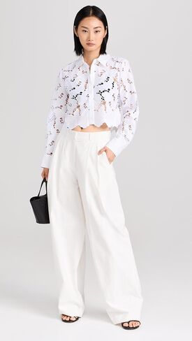 L'AGENCE Women's Seychelle Lace Cropped Blouse in Saudi Arabia