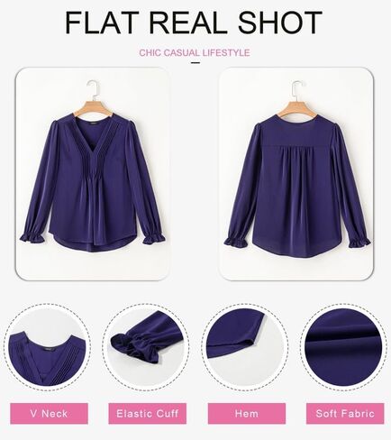 Dokotoo Womens Tops عارضة مطوية الخامس Vuff Puff Long Sleve Thirts Lourd Tunic Bluse in Saudi Arabia