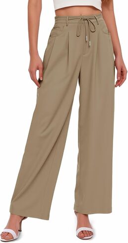 Cicy Bell Womens Wide Leg Dress Pants Elastic High Waist Pleated Work Pants Business Casual Trousers in Saudi Arabia