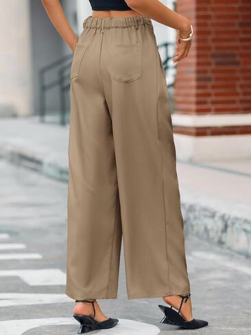 Cicy Bell Womens Wide Leg Dress Pants Elastic High Waist Pleated Work Pants Business Casual Trousers in Saudi Arabia