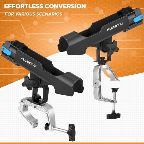 PLUSINNO Rod Holders for Fishing Boat Adjustable Pole Rod Holder | Universal Fit Most Fishing Rod, with Rod Protective Strap, Large Clamp Opening 360°, Horizontal Vertical Compatible in Kuwait