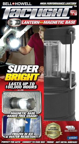 جرس + Howell Taclight LED فانوس 8 "مع قاعدة مغناطيسية محمولة فائقة السطوع ضوء LED قابل للطي للتخييم والشعلة الخارجية، لمصباح النجاة في حالات الطوارئ أثناء العواصف، وانقطاع التيار الكهربائي in Saudi Arabia