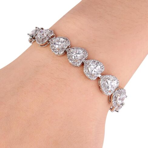 EVER FAITH Women's CZ Stunning Love Heart Tennis Necklace Earrings Bracelet Set in Saudi Arabia