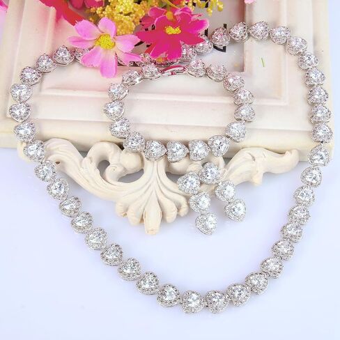 EVER FAITH Women's CZ Stunning Love Heart Tennis Necklace Earrings Bracelet Set in Saudi Arabia
