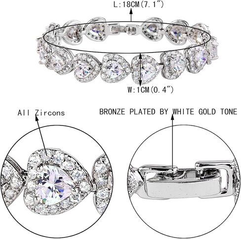 EVER FAITH Women's CZ Stunning Love Heart Tennis Necklace Earrings Bracelet Set in Saudi Arabia