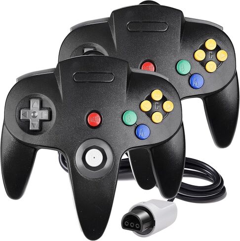 4 Pack 64 Controller, iNNEXT Wired Game pad Joystick [3D Analog Stick] for 64 - Plug & Play (Non PC USB Version) (Yellow/Clear Green/Clear Blue/Clear Orange) in Kuwait