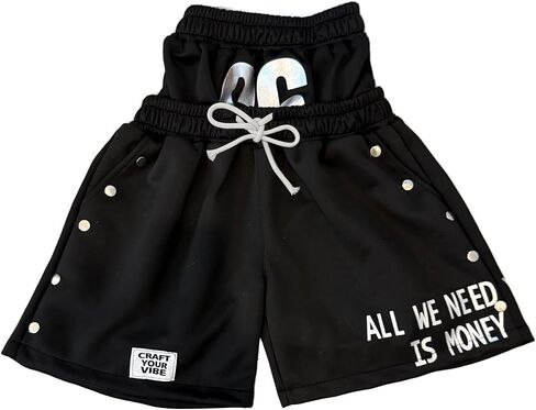 Men's Y2K Graphic Drawstring Shorts Double Waisted Gothic Grunge Vintage Hip-Hop Casual Streetwear Short Pants in Saudi Arabia