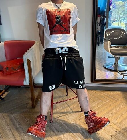 Men's Y2K Graphic Drawstring Shorts Double Waisted Gothic Grunge Vintage Hip-Hop Casual Streetwear Short Pants in Saudi Arabia