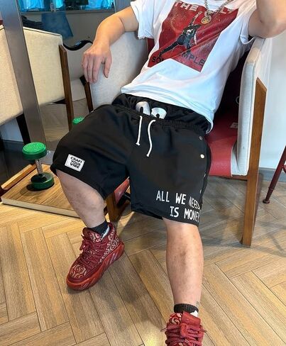 Men's Y2K Graphic Drawstring Shorts Double Waisted Gothic Grunge Vintage Hip-Hop Casual Streetwear Short Pants in Saudi Arabia