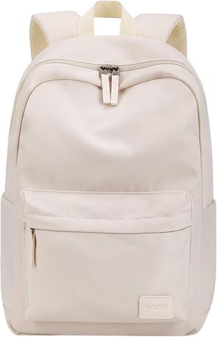 HOMIEE Lightweight Casual Laptop Backpack Fits 15.6 Inch Computer, Water-Resistant Small Daypack Cute Unisex Bookbag for College Work Travel, Beige in Saudi Arabia