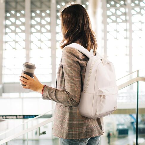 HOMIEE Lightweight Casual Laptop Backpack Fits 15.6 Inch Computer, Water-Resistant Small Daypack Cute Unisex Bookbag for College Work Travel, Beige in Saudi Arabia