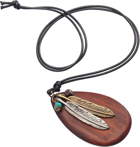 Boho Necklaces for Women Long Wooden Pendant Vintage Necklace Sweater Chain Necklace Handmade Jewelry in Saudi Arabia