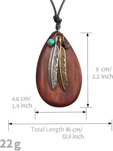 Boho Necklaces for Women Long Wooden Pendant Vintage Necklace Sweater Chain Necklace Handmade Jewelry in Saudi Arabia