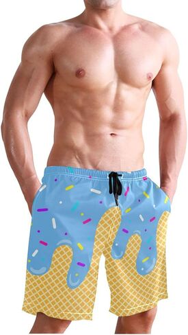 Men's Swim Trunks Quick Dry Swimming Shorts with Mesh Lining and Pocket Pink Christmas Santa Claus Swimsuit Trunks in Saudi Arabia