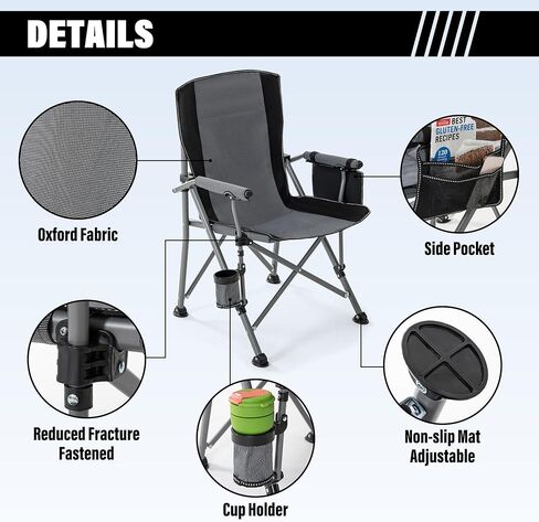 Lamberia Folding Camping Chair for Adults Heavy Duty 330 LBS Capacity Outdoor Camp Chair Thicken 600D Oxford Mesh Back Quad with Arm Rest Cup Holder and Portable Carrying Bag(Green) in Saudi Arabia