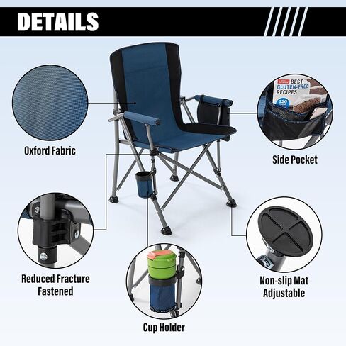 Lamberia Folding Camping Chair for Adults Heavy Duty 330 LBS Capacity Outdoor Camp Chair Thicken 600D Oxford Mesh Back Quad with Arm Rest Cup Holder and Portable Carrying Bag(Green) in Saudi Arabia