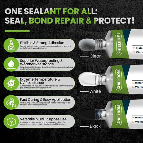 RTV Silicone لاصق السدادات 100 ٪ السدادات السيليكون سلك جميع الأغراض مقاومة للماء الالتصاق أقوى ، تقليص وكراك السد للسيارة ، المطبخ ، النافذة ، الحمام ، الباب (صاف ، 3.4 فلوريدا أوقية.) in Saudi Arabia