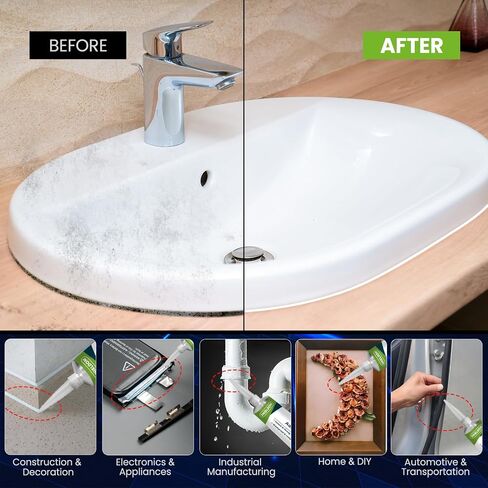 RTV Silicone لاصق السدادات 100 ٪ السدادات السيليكون سلك جميع الأغراض مقاومة للماء الالتصاق أقوى ، تقليص وكراك السد للسيارة ، المطبخ ، النافذة ، الحمام ، الباب (صاف ، 3.4 فلوريدا أوقية.) in Saudi Arabia