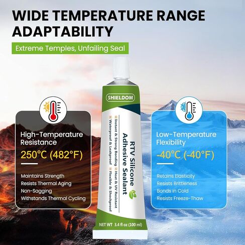 RTV Silicone لاصق السدادات 100 ٪ السدادات السيليكون سلك جميع الأغراض مقاومة للماء الالتصاق أقوى ، تقليص وكراك السد للسيارة ، المطبخ ، النافذة ، الحمام ، الباب (صاف ، 3.4 فلوريدا أوقية.) in Saudi Arabia