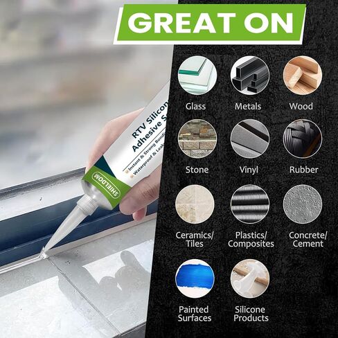RTV Silicone لاصق السدادات 100 ٪ السدادات السيليكون سلك جميع الأغراض مقاومة للماء الالتصاق أقوى ، تقليص وكراك السد للسيارة ، المطبخ ، النافذة ، الحمام ، الباب (صاف ، 3.4 فلوريدا أوقية.) in Saudi Arabia