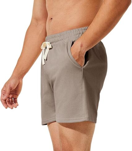 Nimenjoja Mens 5.5 "صالة شورتات القطن الرياضي الشورتات مريحة بيجاما مع جيوب عميقة لا سحاب in Kuwait