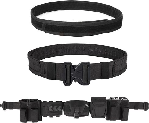 YAKEDA Tactical Battle Belt Duty Belts Law Enforcement Police Utility Gun Belt With Pouches 7 in 1 in Kuwait