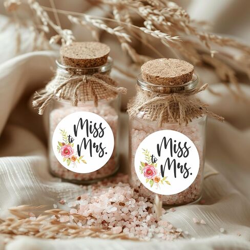 ملصقات دش الزفاف من Miss to Mrs - ملصقات هدايا لحفلات العزوبية - ملصقات دش الزفاف الربيعية - ملصقات هدايا الزفاف - مجموعة من 40 ملصقًا in Saudi Arabia