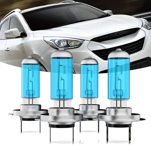 Headlights Fit for 2016-2019 Hyundai Tucson Halogen Headlight Bulbs,H7 High Beam + H7 Low Beam Headlight Bulbs Kit,Plug And Play,Pack of 4 (Hyundai Tucson 2016-2019 Headlamps) in Kuwait
