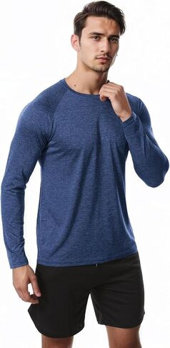 سومولوكس 3 حزمة قمصان طويلة الأكمام للرجال الرطوبة فاقة سريعة الجفاف upf spf حماية أشعة الشمس التمرين تي القمصان t in Kuwait