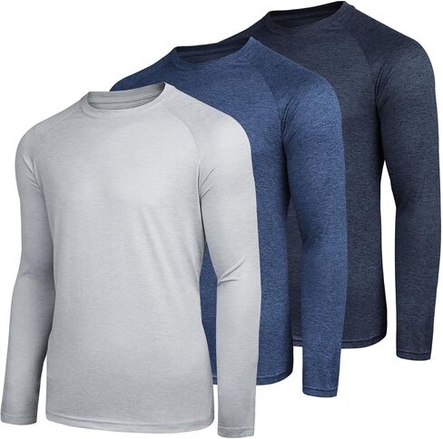 سومولوكس 3 حزمة قمصان طويلة الأكمام للرجال الرطوبة فاقة سريعة الجفاف upf spf حماية أشعة الشمس التمرين تي القمصان t in Kuwait