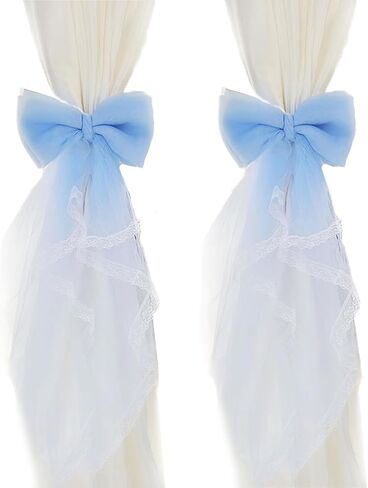 2 Pcs Bow Curtain Tiebacks Lace Bowknot Curtain Holdbacks,Lace Curtain Tiebacks Bowknot Curtain Holdbacks for Home Wedding Birthday Party Decorative (Pink) in Kuwait