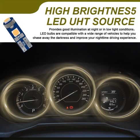 20pcs T5 LED مصابيح LED للوحة القيادة ، مصابيح لوحة القيادة ، T5 37 74 لمبة LED مع مقبس قفل تويست ، وملحقات السيارة ضوء ساطع لمكانة لوحة معلومات الأدوات (أبيض دافئ) in Kuwait