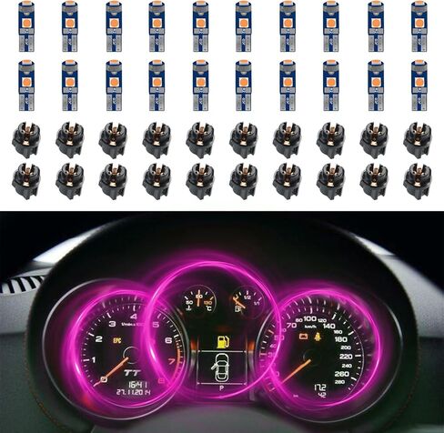 20pcs T5 LED مصابيح LED للوحة القيادة ، مصابيح لوحة القيادة ، T5 37 74 لمبة LED مع مقبس قفل تويست ، وملحقات السيارة ضوء ساطع لمكانة لوحة معلومات الأدوات (أبيض دافئ) in Kuwait