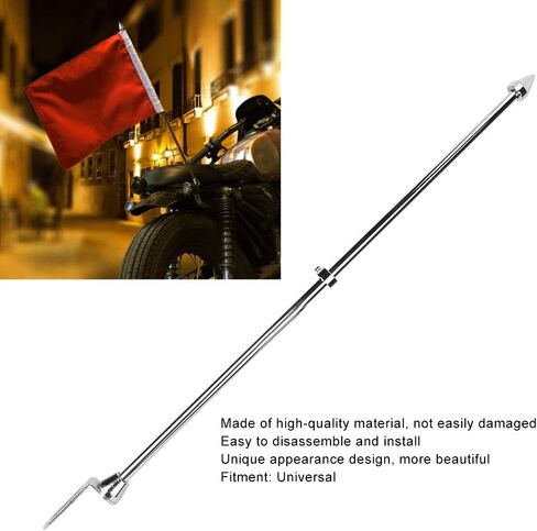 دراجة نارية سارية العلم ، Akozon Universal Motorcycle Proticicle Argage Rack Rack Mount Flag Pole القطب الأمتعة الفولاذ المقاوم للصدأ (Chrome) in Saudi Arabia