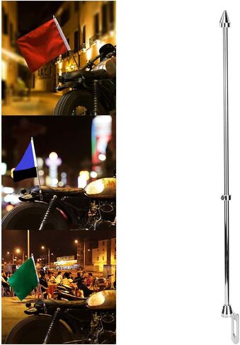 دراجة نارية سارية العلم ، Akozon Universal Motorcycle Proticicle Argage Rack Rack Mount Flag Pole القطب الأمتعة الفولاذ المقاوم للصدأ (Chrome) in Saudi Arabia