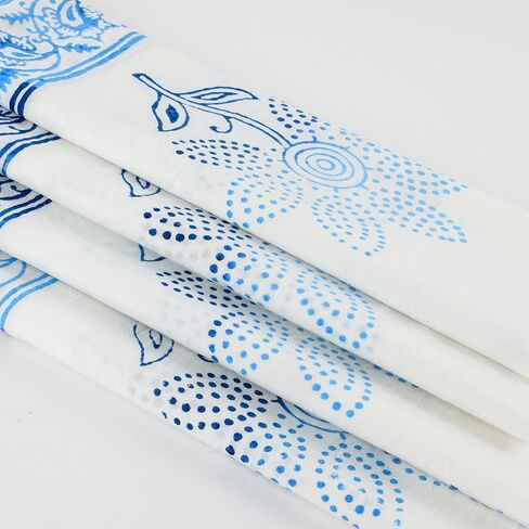 Set of 4-20x20 Inch Napkins, Hand Block Printed Napkins, Cotton Cloth Napkins, Eco Friendly Dinner Table Reusable Napkins, Wedding Party Décor Napkins, Kitchen Towel Valentine Gift for Her in Saudi Arabia