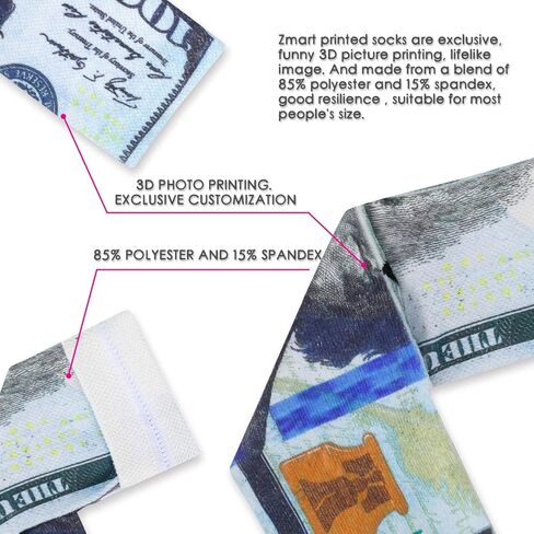 Zmart Funny 3D Print Socks - Novelty Dollar Socks for Men Women ، Homes Money in Kuwait