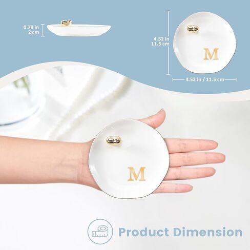Lolalet Ceramic Jewelry Tray, Initial Engagement Ring Dish Trinket Plate 4.52" Personalized Monogrammed Bowl, Birthday for Women -A in Saudi Arabia