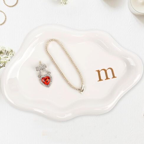 Jewelry Tray Ring Dish Holder - Ceramic Trinket Dish, Cloud Ring Holder for Women, Personalized Initial Key Bowl, Decorative Vanity Tray, Cute Jewelry Plate, Aesthetic Room Decor, Engagement Gift, a in Saudi Arabia