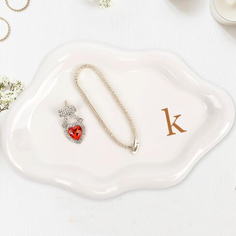 Jewelry Tray Ring Dish Holder - Ceramic Trinket Dish, Cloud Ring Holder for Women, Personalized Initial Key Bowl, Decorative Vanity Tray, Cute Jewelry Plate, Aesthetic Room Decor, Engagement Gift, a in Saudi Arabia