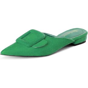 النعال البغل Fericzot للنساء ، Slingback Buckle Flat Posted Toe Mule Slides Slides Slies Slipe على المتسكعون