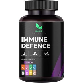 Nutraceuticals 8-in-1 Immune Support Supplement with Echinacea, Vitamin C, Zinc 50mg, Vitamin D 5000 IU, Turmeric Curcumin, Ginger, B6, and Elderberry – 60 Capsules