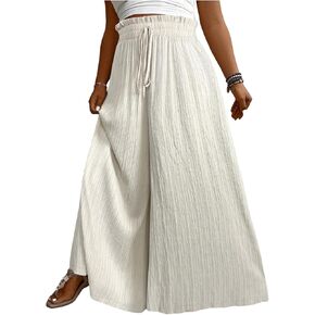 Verdusa Women's Plus Size Wide Leg Palazzo Pants Paperbag High Waisted Loose Trousers