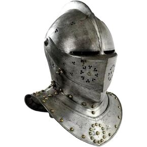 بطولة فارس عتيقة في العصور الوسطى ، قريبة درع الخوذة ، 18 Gauge Steel Battle Armor ، زي المعادن ، زي خوذة للمعادن للعيد الهالوين ، Cosplay ، عيد الميلاد