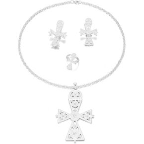 نساء الفضة/الذهب Habesha Ethiopian Women Cross Jewelry مجموعات حفلات الزفاف